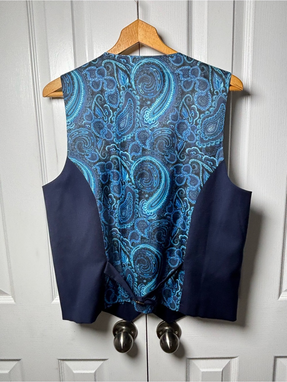 NWT Tavion by Montee Holland Navy Double Breasted Dress Vest Paisley - Picture 4 of 10